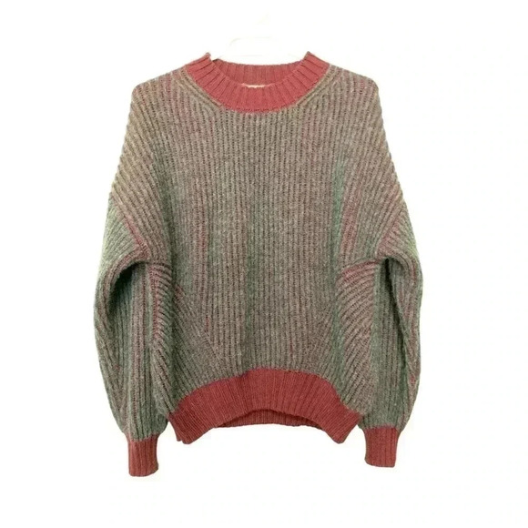 Chiaramente gray and  burgundy oversize slouchy sweater in a wool blend - Picture 1 of 7